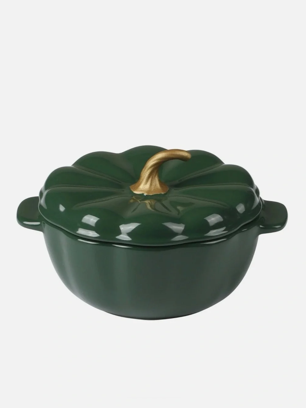 The Pioneer Woman Green Pumpkin Ceramic Casserole with Gold Stem